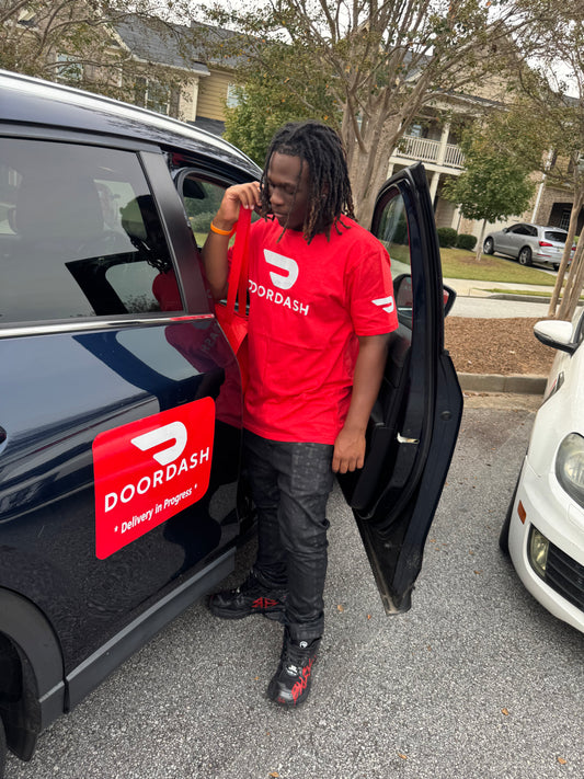 Personalized Reflective DoorDash T-Shirt for Food Delivery Drivers