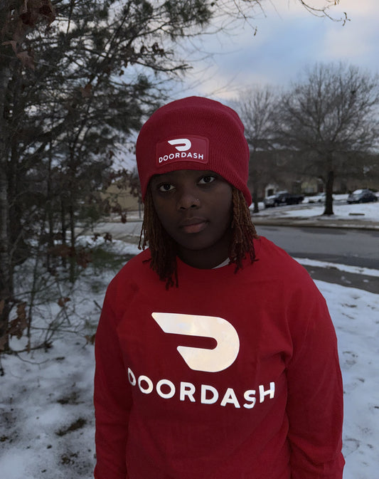 Reflective Beanie DoorDash Knit Cap for Food Delivery Riders