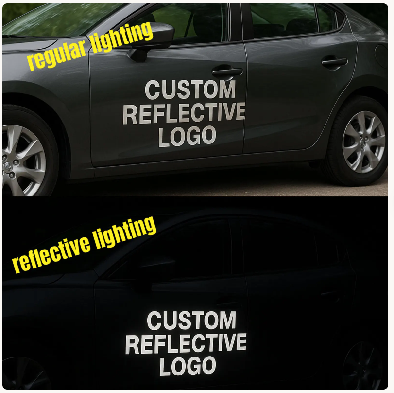 Reflective Permanent Text Decal