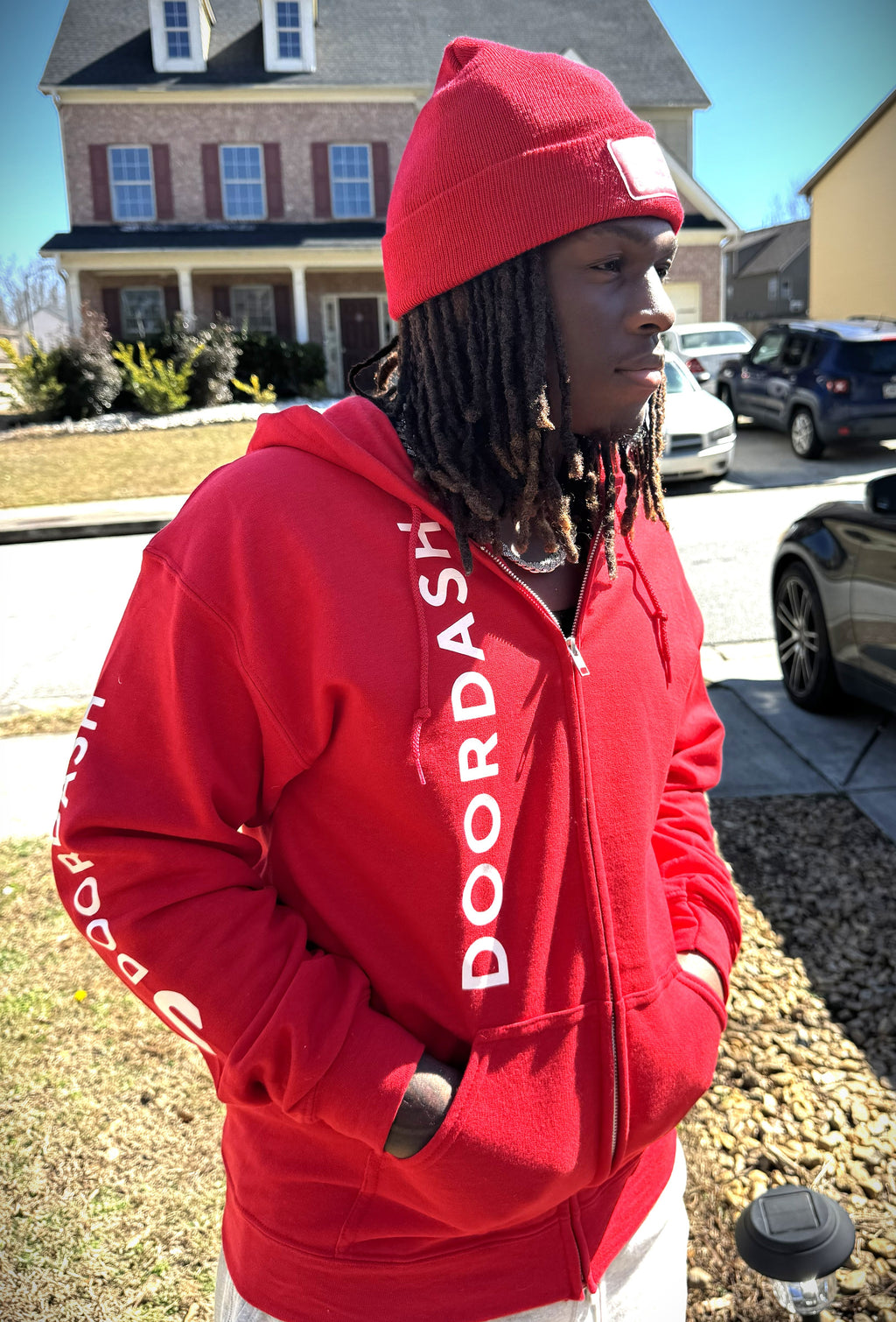 Reflective Doordash Zipper Hoodie