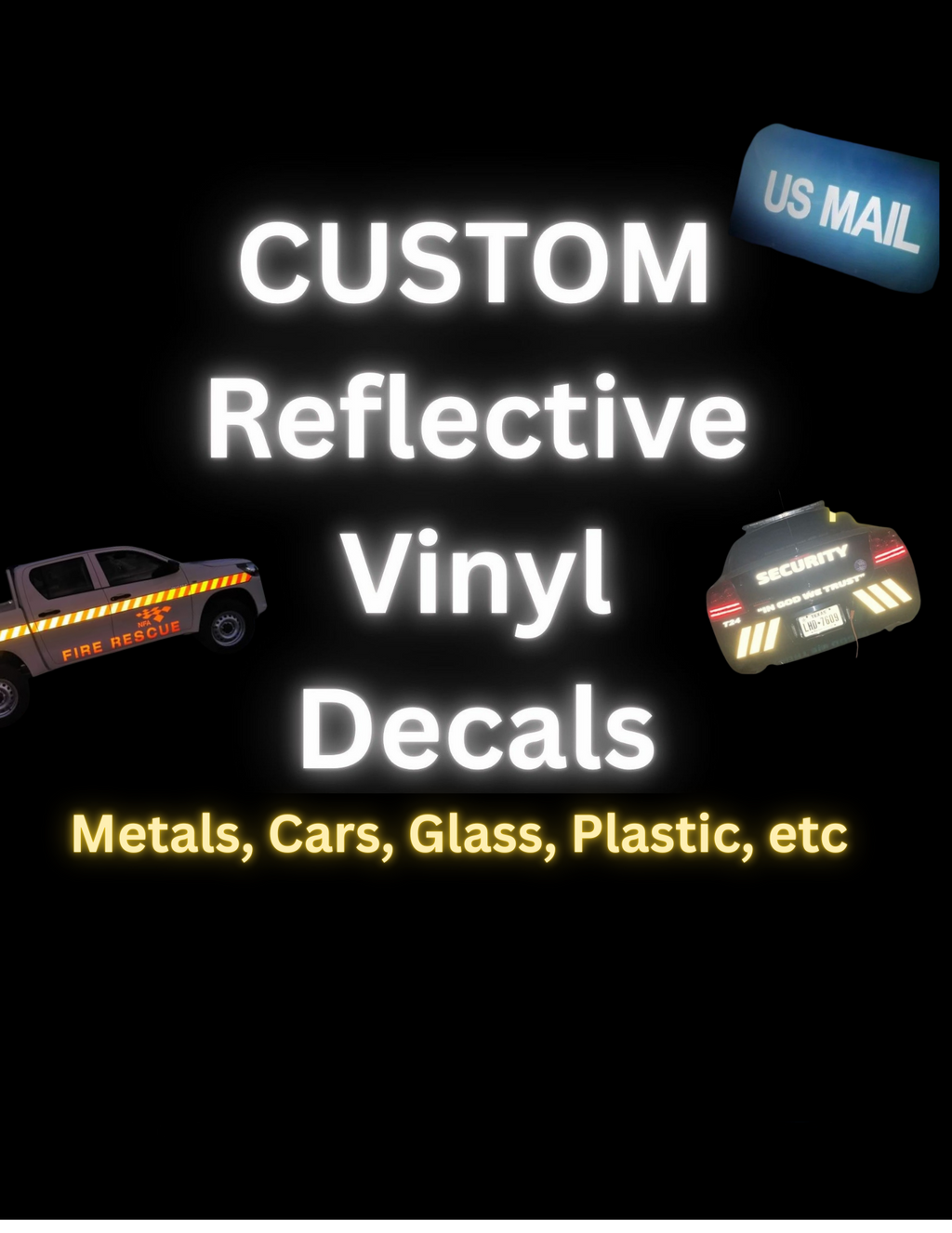 Reflective Permanent Text Decal