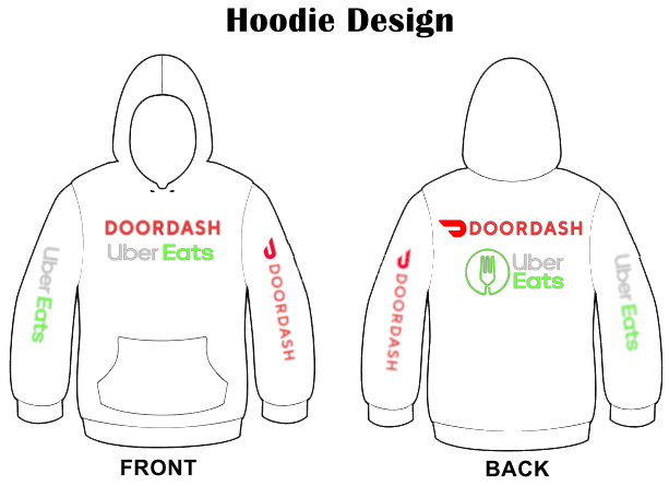 Reflective Delivery Driver Hoodie - DoorDash, Uber Eats