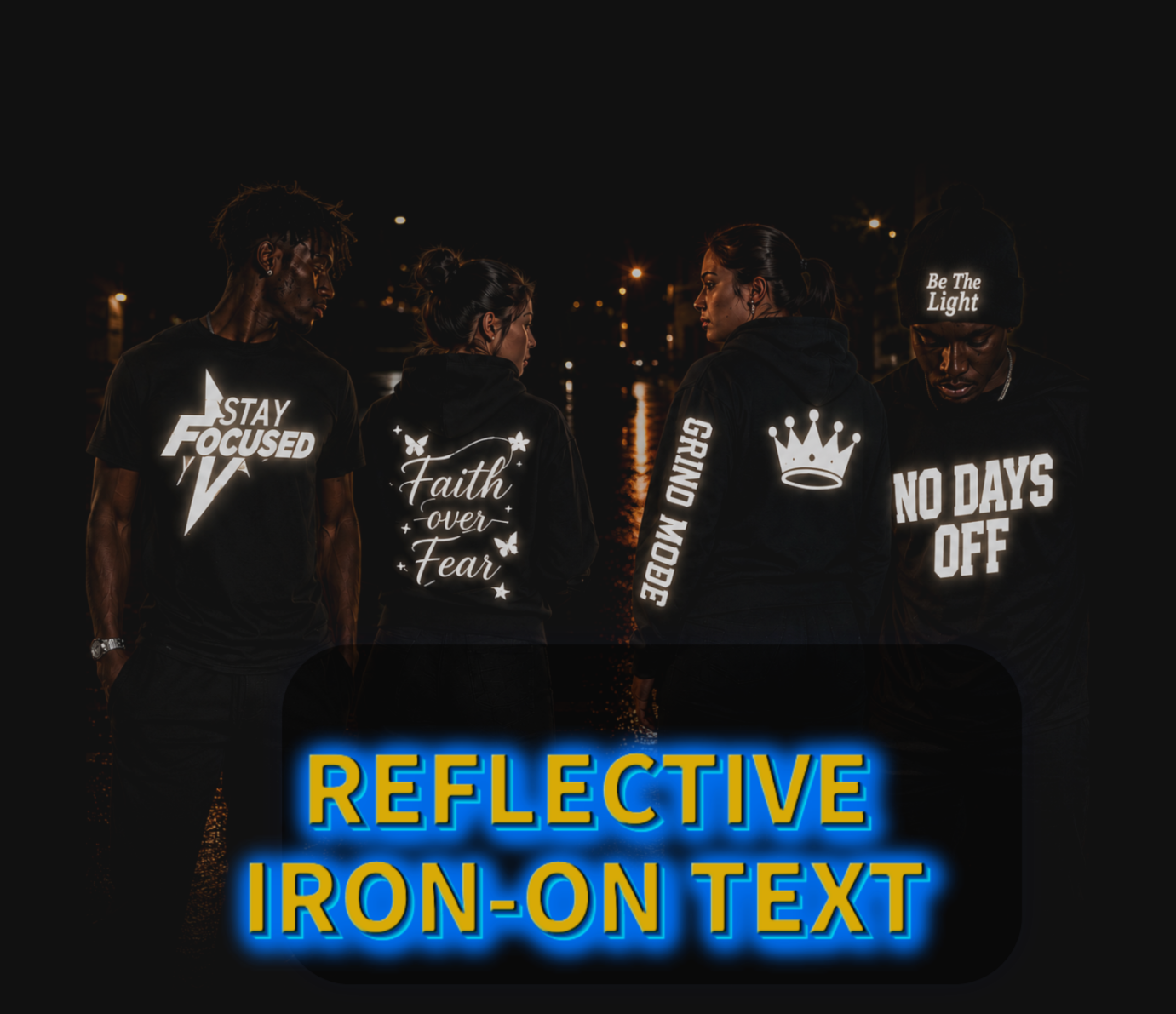 Reflective Iron-On Decal (Custom Text)