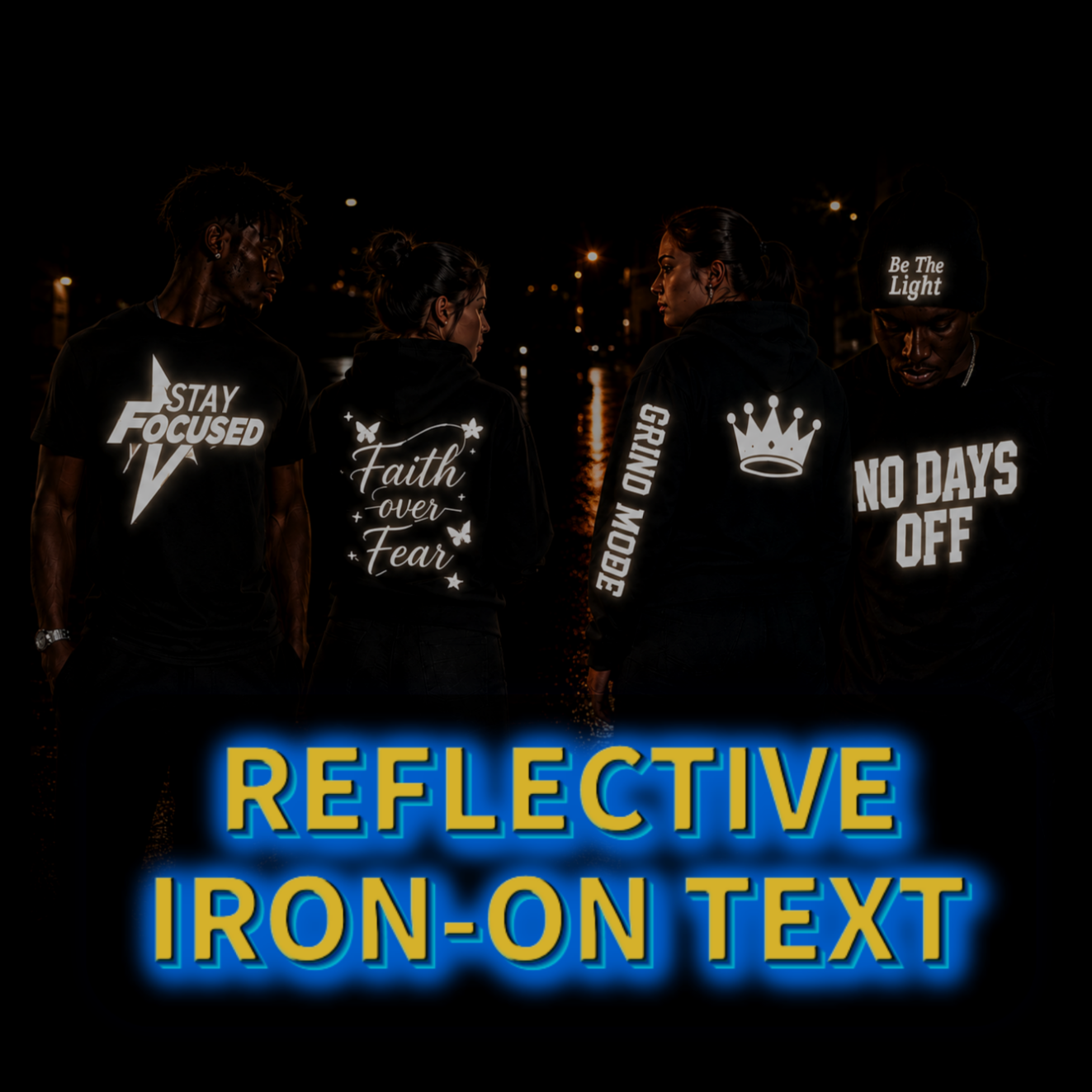 Reflective Iron-On Decal (Custom Text)