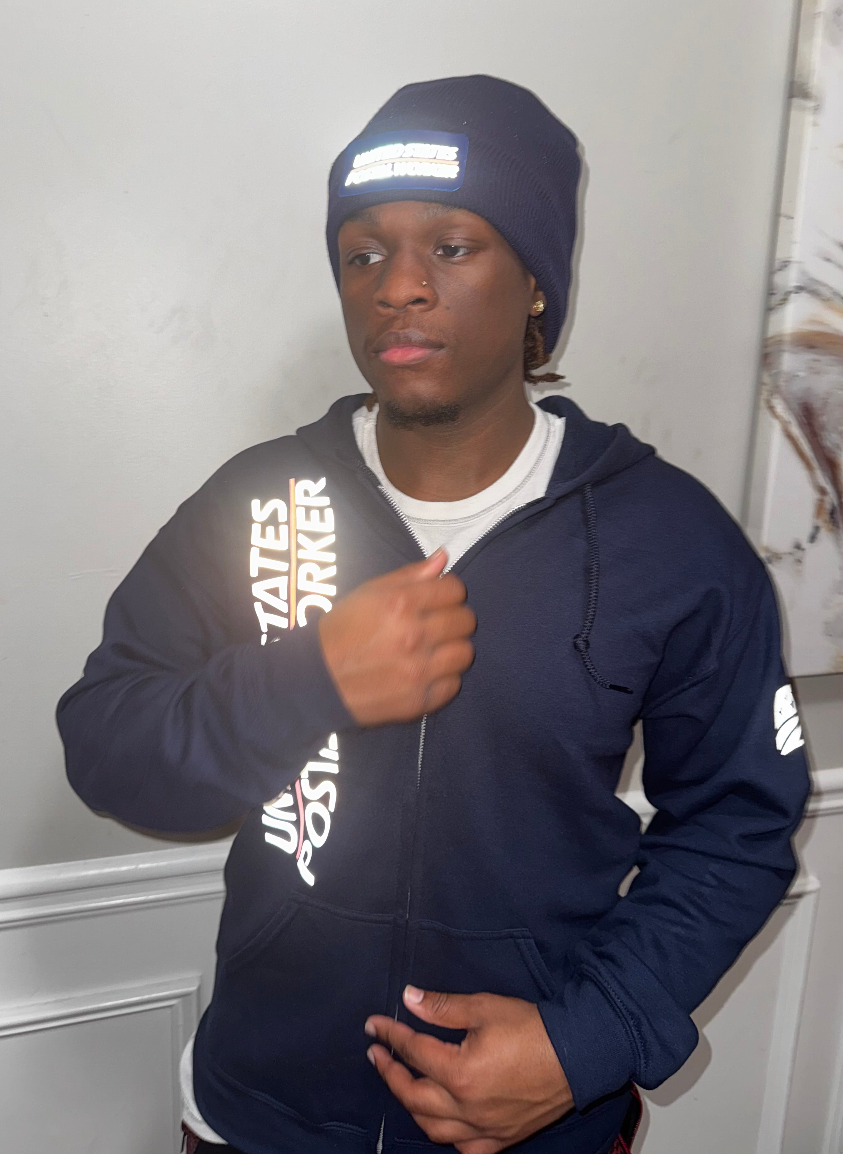 Reflective Postal Worker Zipper Hoodie - Zip Up