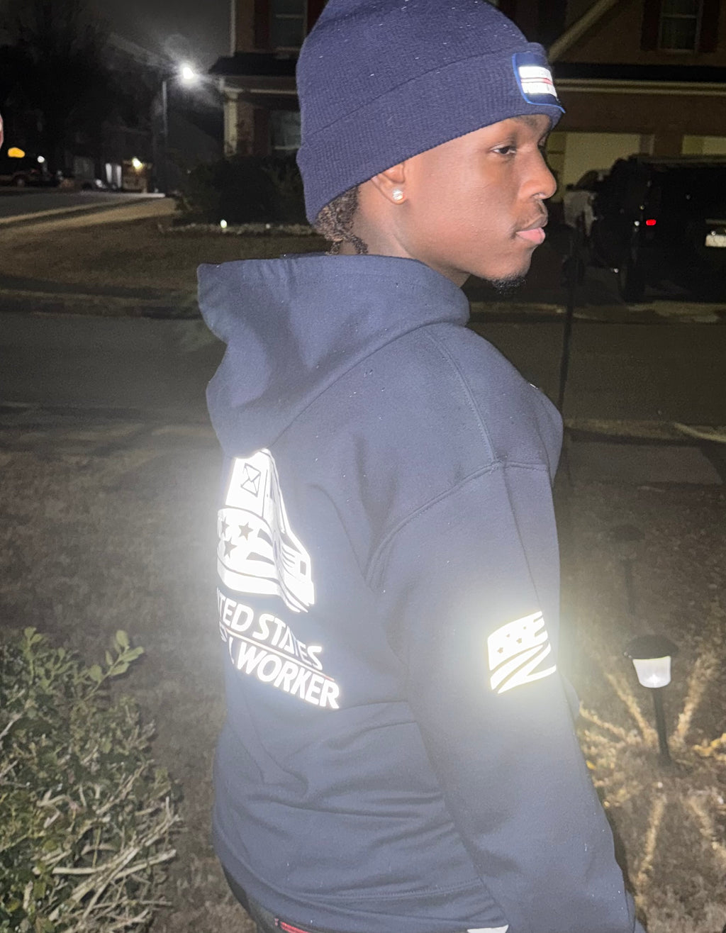 Reflective Postal Worker Zipper Hoodie - Zip Up