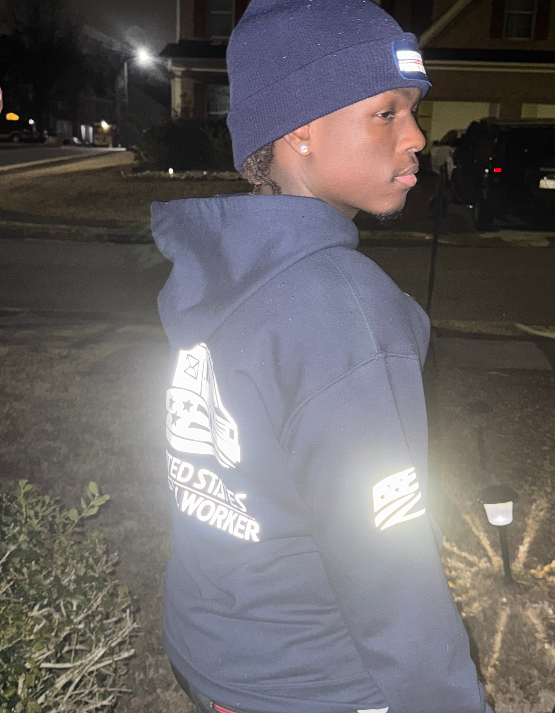 Reflective Postal Worker Zipper Hoodie - Zip Up