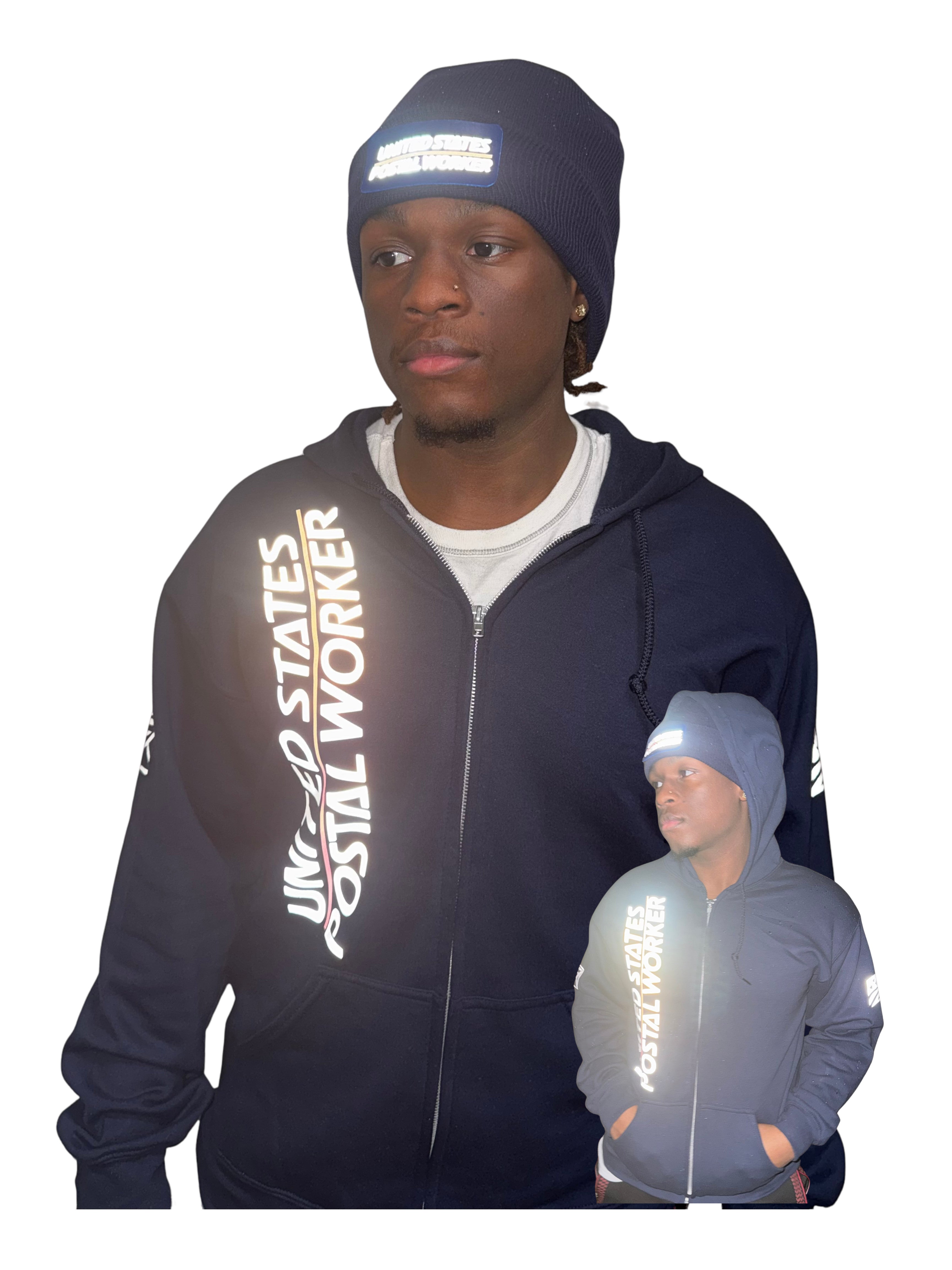 Reflective Postal Worker Zipper Hoodie - Zip Up