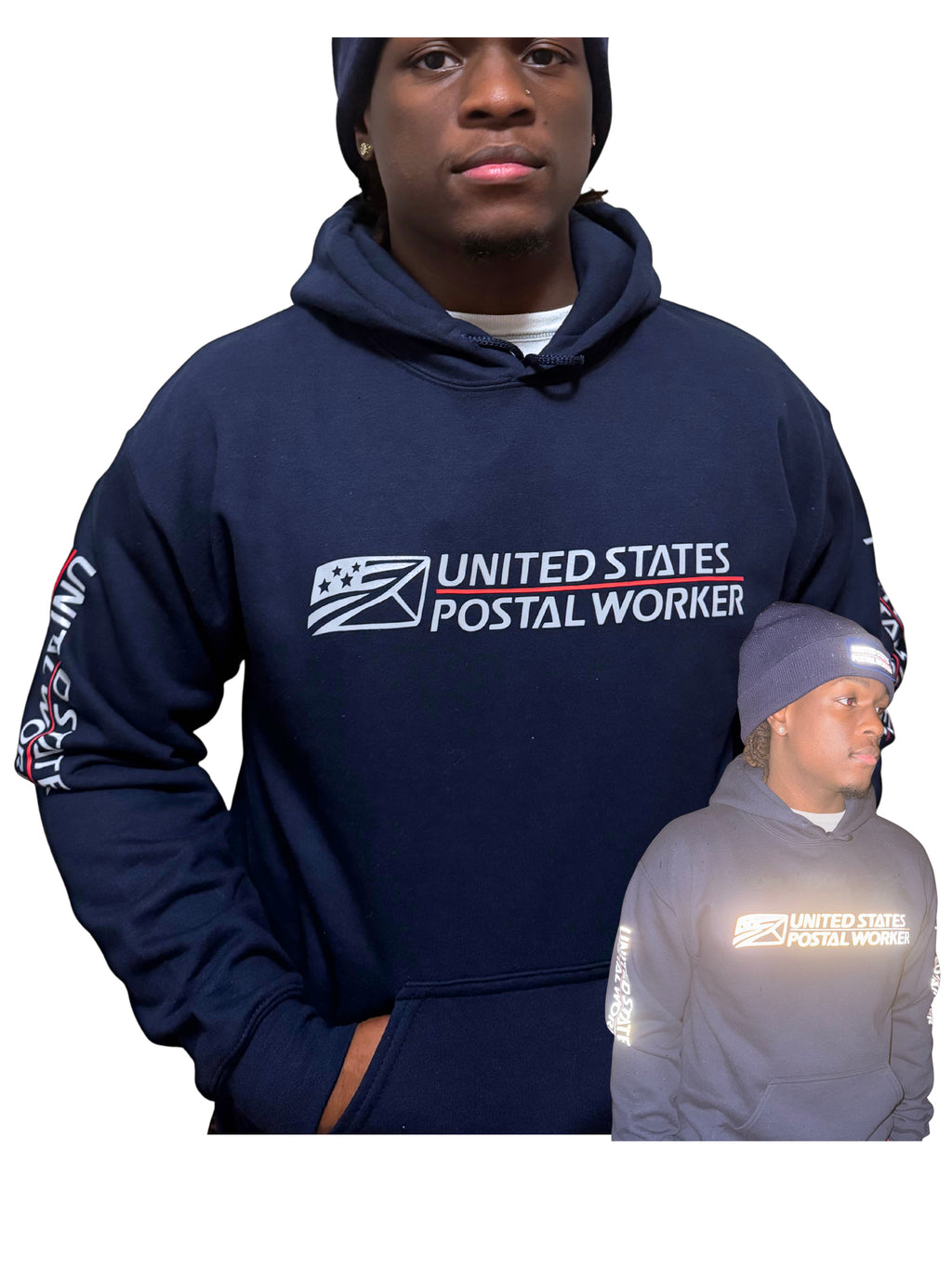 Reflective Postal Worker Zipper Hoodie - Zip Up