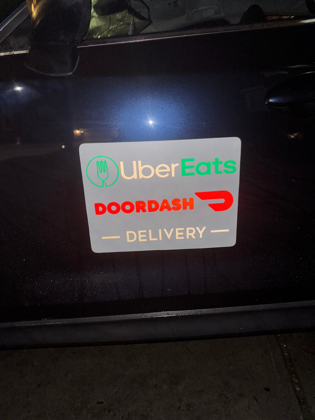 Reflective DoorDash / UberEats Car Magnet - Removable