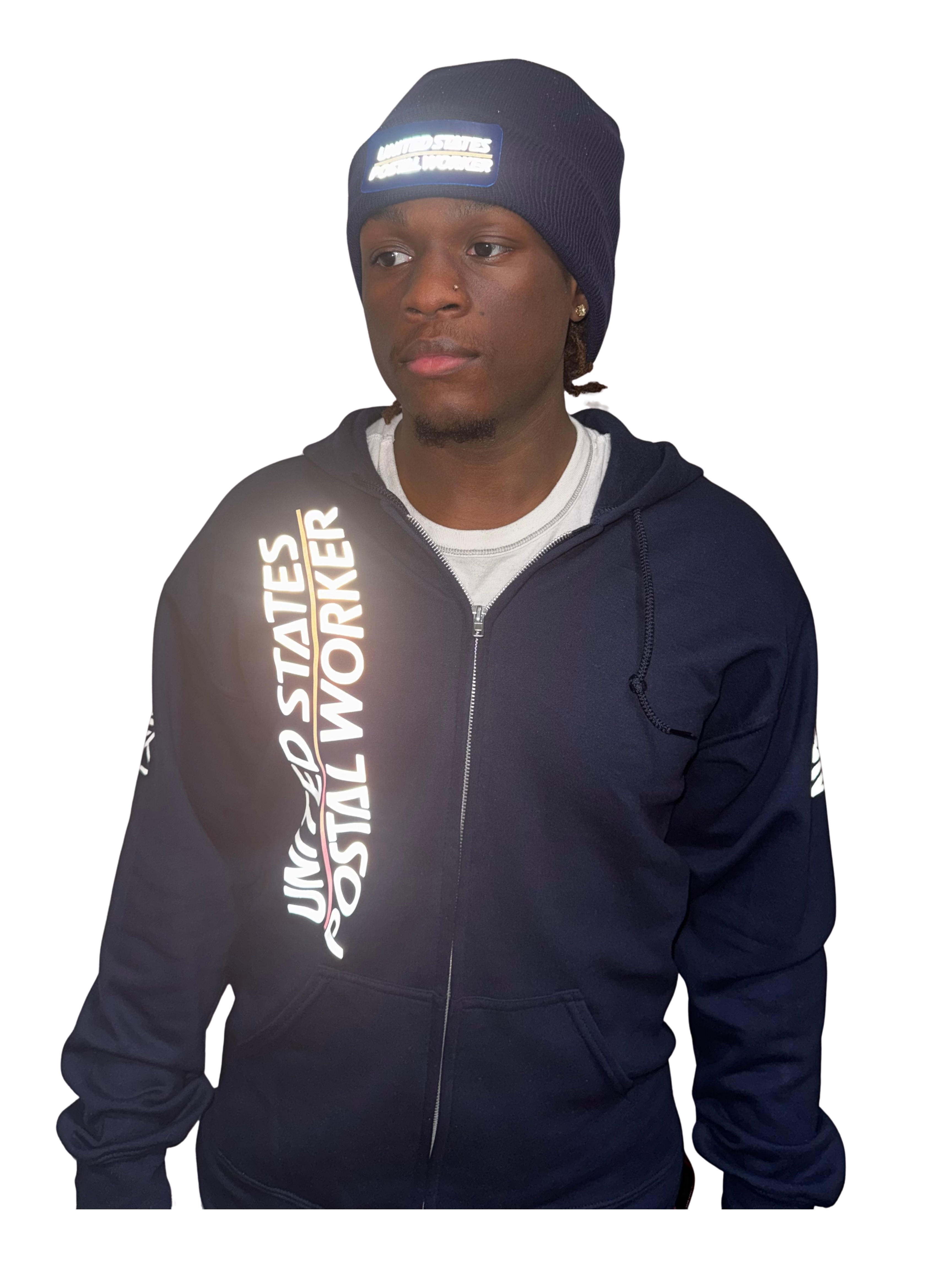 Reflective Postal Worker Zipper Hoodie - Zip Up