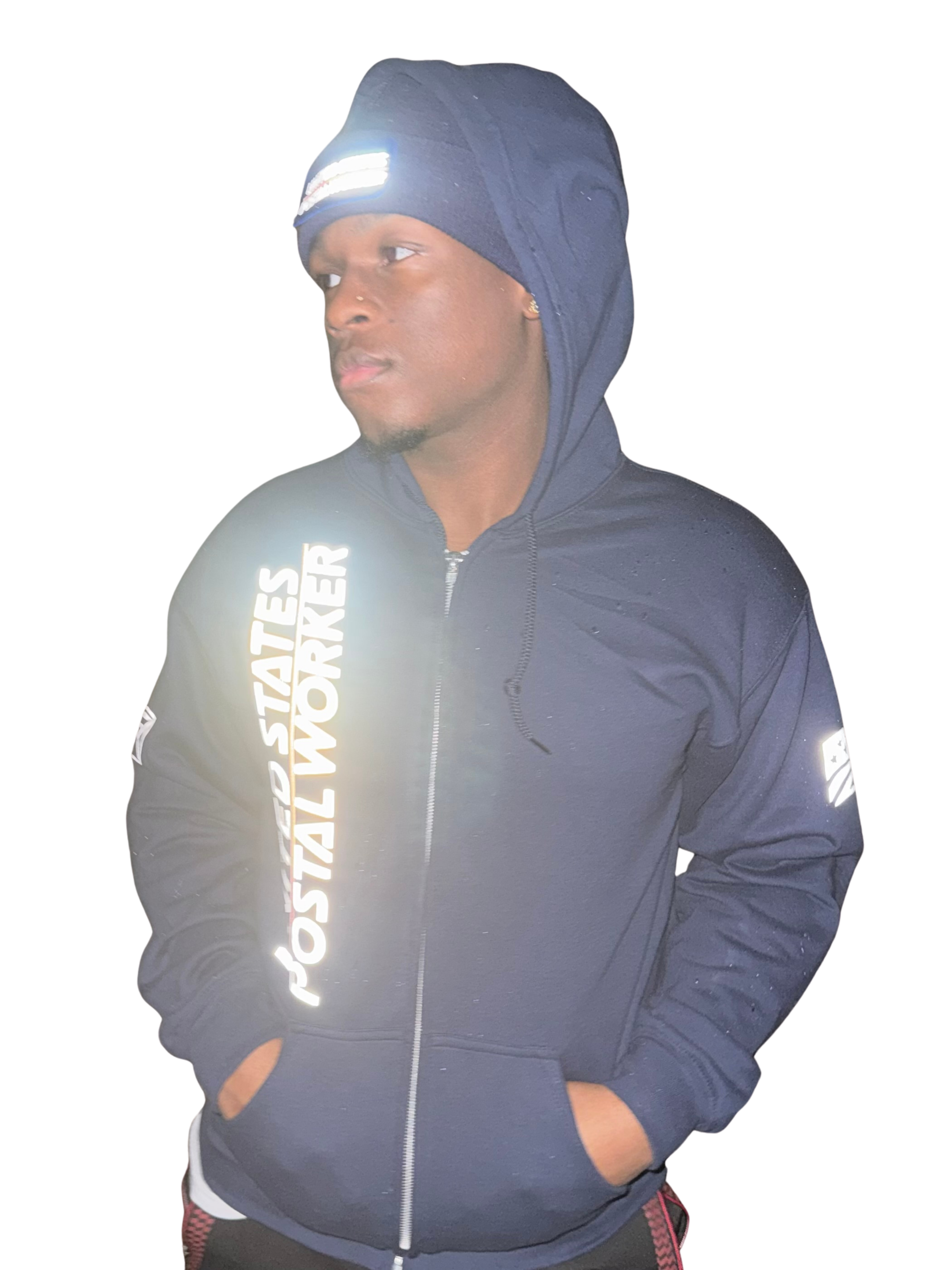 Reflective Postal Worker Zipper Hoodie - Zip Up